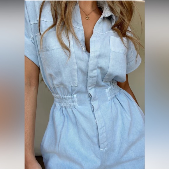 LANE 201 NWT DENIM ROMPER LARGE - Picture 4 of 11
